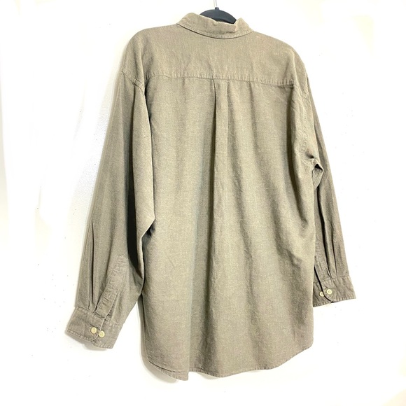 American Khakis OLIVE GREEN collared long sleeve button down shirt size L - Picture 6 of 9